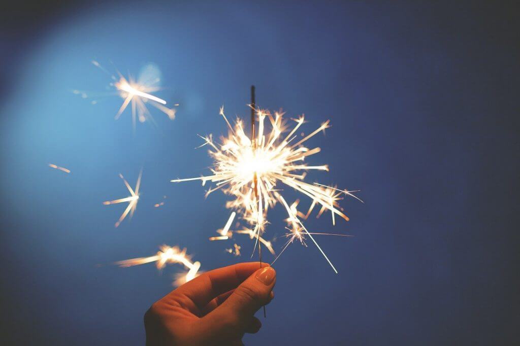 sparkler, fireworks, hand